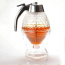1 PC Premium Honey Syrup Dispenser Jar Cup Glass Bee Hive Trigger Stand