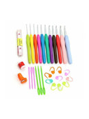 30Pcs Crochet Hook Set Soft Grip Handles Knitting Needles Yarn Sewing Tool