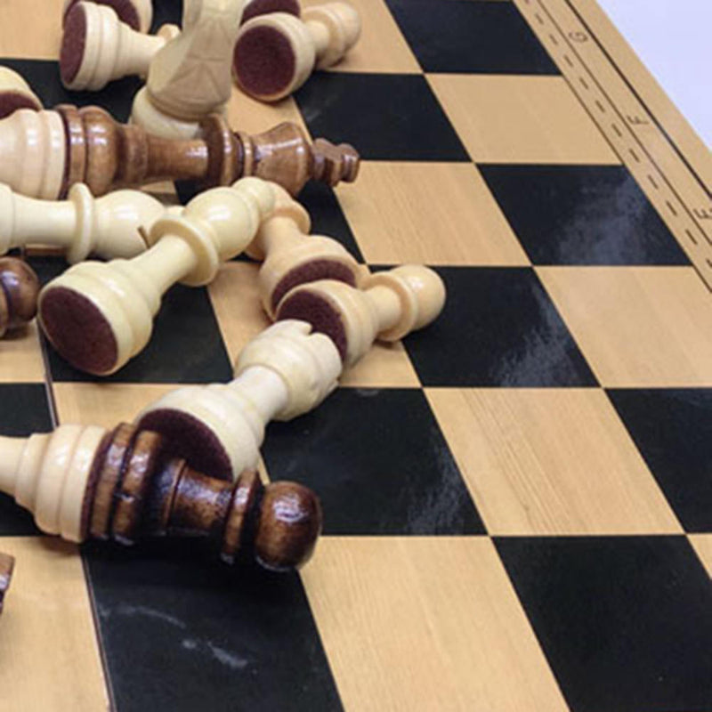 Chess Set Wood Game Set Large Wooden Board Folding Storage Box Hand Carved Piece