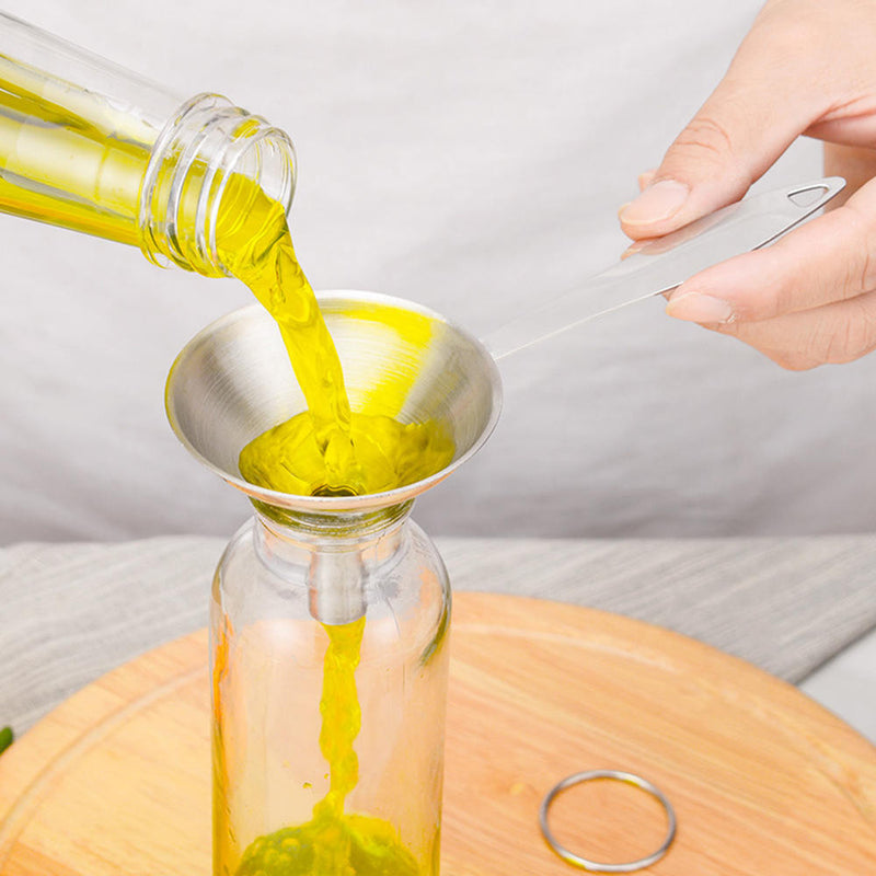 1 x Mini Stainless Steel Funnel with Handle Kitchen Tool for Liquid Fluid Powder