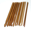 12x Bamboo Crochet Hooks Needle Knitting Needlework Kits Knitted Handmade Tool