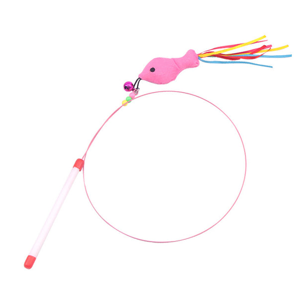 6x Cat Kitten Pet Teaser Feather Wire Chaser Toys Wand Feather Bell Play Funny