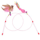 6x Cat Kitten Pet Teaser Feather Wire Chaser Toys Wand Feather Bell Play Funny