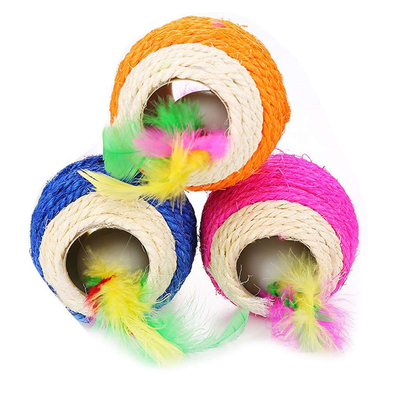 4 pcs Cat Kitten Sisal Rope Scratching Balls Teaser Play Pet Interactive Toys