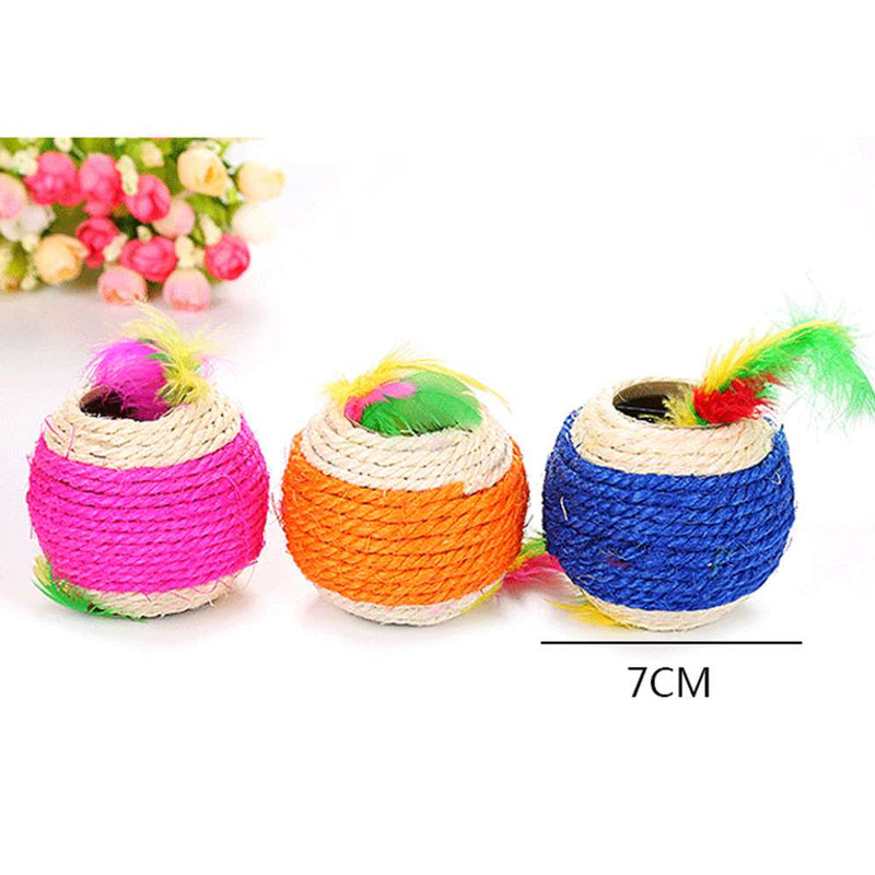 4 pcs Cat Kitten Sisal Rope Scratching Balls Teaser Play Pet Interactive Toys