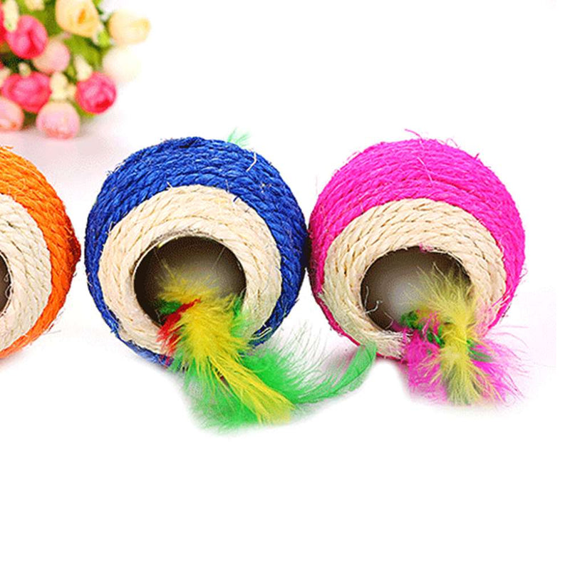 4 pcs Cat Kitten Sisal Rope Scratching Balls Teaser Play Pet Interactive Toys
