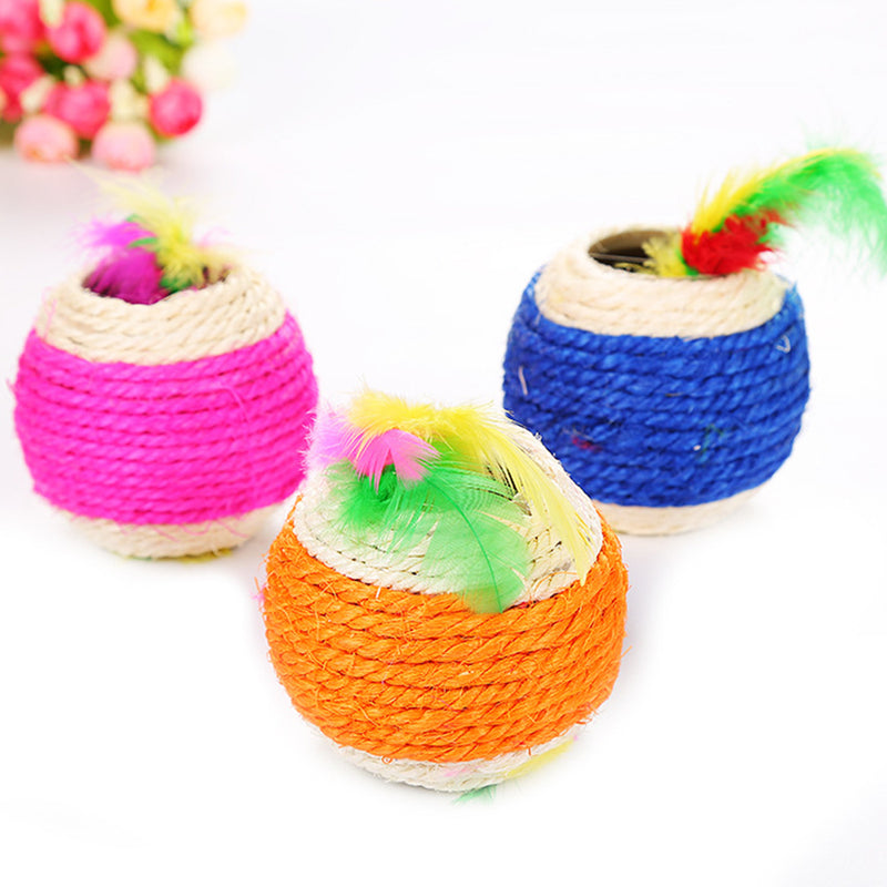 4 pcs Cat Kitten Sisal Rope Scratching Balls Teaser Play Pet Interactive Toys