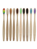 10X Bamboo Toothbrush Rainbow Teeth Brush Wooden Handle Oral Cleaner Dental Care