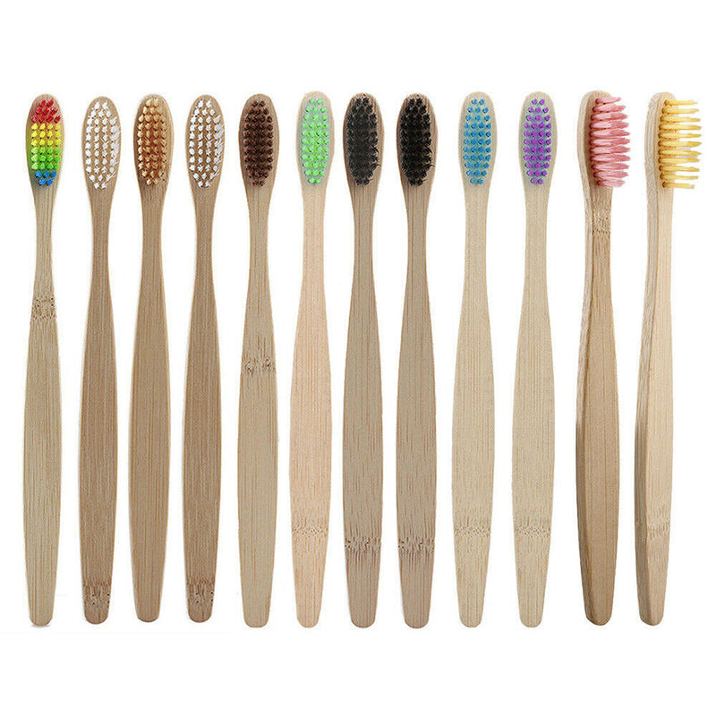 10X Bamboo Toothbrush Rainbow Teeth Brush Wooden Handle Oral Cleaner Dental Care