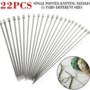 22x/Set Fashion Design Stainless Steel Single Pointed Crochet Knitting Needles