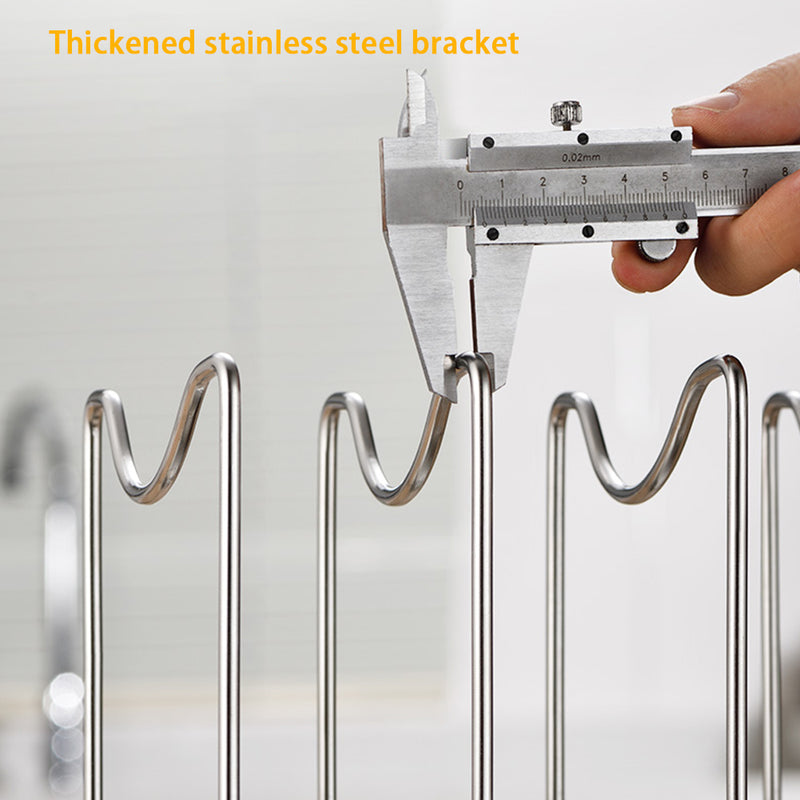 Pan Lid Rack Home Kitchen Stainless Steel Free Standing Save Space Practical