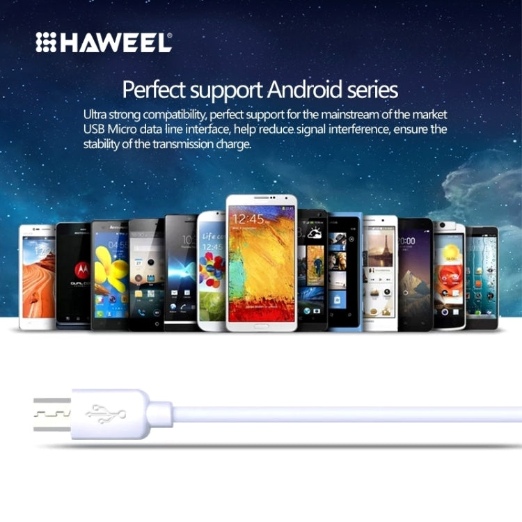 HAWEEL 3m High Speed Micro USB to USB Data Sync Charging Cable, For Samsung, Xiaomi, Huawei, LG, HTC, The Devices with Micro USB Port(White)