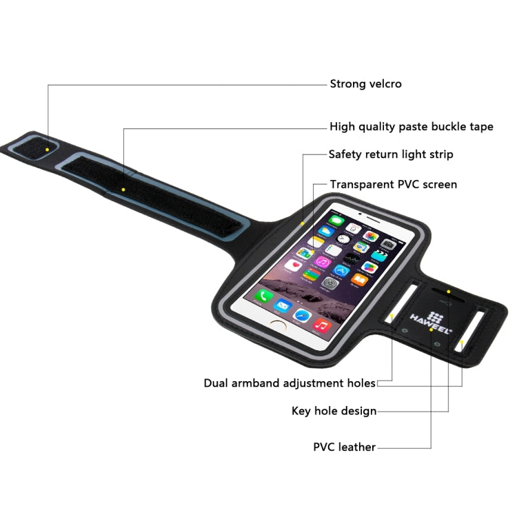HAWEEL Sport Armband Case with Earphone Hole & Key Pocket, For iPhone XS, iPhone XS Max, iPhone X, iPhone 8 Plus & 7 Plus, iPhone 6 Plus, Galaxy S9+ / S8+ / S6 / S5(Black)