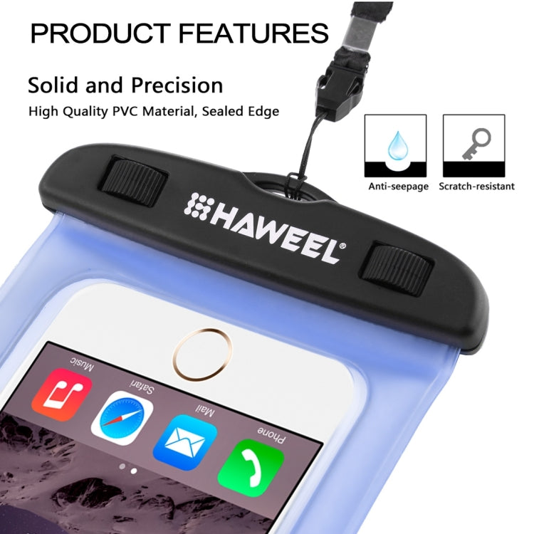 HAWEEL Transparent Universal Waterproof Bag with Lanyard for iPhone, Galaxy, Huawei, Xiaomi, LG, HTC and Other Smart Phones(Blue)