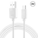 HAWEEL 3m USB-C / Type-C to USB 2.0 Data & Charging Cable(White)