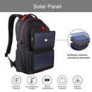 HAWEEL 14W Foldable Solar Power Outdoor Portable Canvas Dual Shoulders Laptop Backpack, USB Output: 5V 2.1A Max(Black)