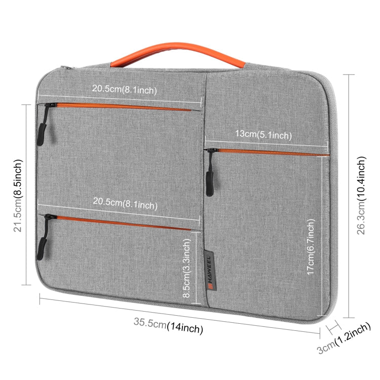 HAWEEL 14.0 inch-15.0 inch Laptop Sleeve Case Zipper Briefcase Handbag For Macbook, Samsung, Lenovo Thinkpad, Sony, DELL Alienware, CHUWI, ASUS, HP Laptops(Grey)