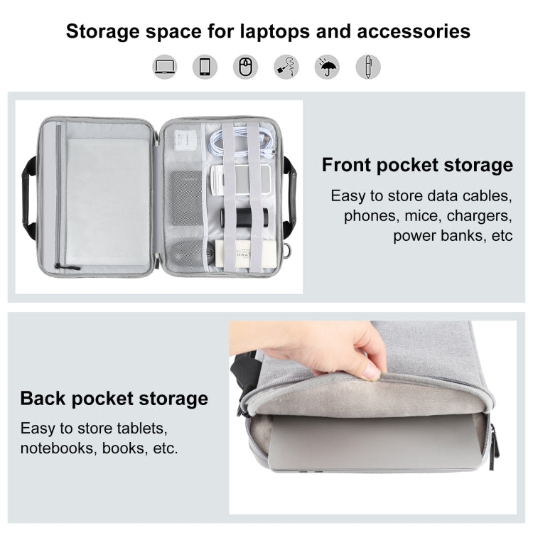 HAWEEL 14.0 inch Briefcase Crossbody Laptop Bag For Macbook, Lenovo Thinkpad, ASUS, HP(Grey)