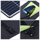 HAWEEL Portable 20W Monocrystalline Silicon Solar Power Panel Charger, with USB Port & Holder & Tiger Clip, Support QC3.0 and AFC(Black)
