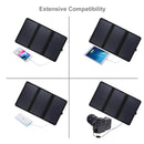 HAWEEL 21W Ultrathin 3-Fold Foldable 5V / 3A Solar Panel Charger with Dual USB Ports, Support QC3.0 and AFC(Black)