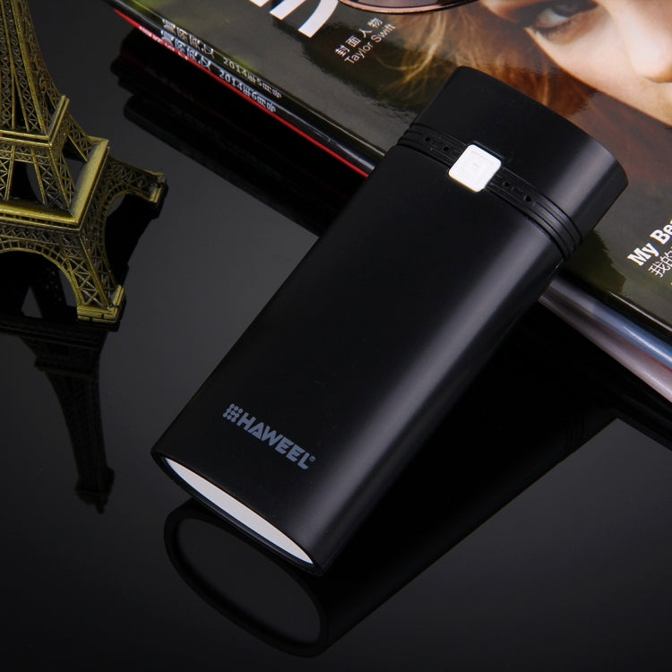 HAWEEL DIY 2x 18650 Battery (Not Included) 5600mAh Power Bank Shell Box with USB Output & Indicator(Black)