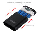 HAWEEL DIY 4 x 18650 Battery (Not Included) 10000mAh Power Bank Shell Box with 2 x USB Output & Display for iPhone, Galaxy, Sony, HTC, Google, Huawei, Xiaomi, Lenovo and other Smartphones(Black)