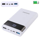 HAWEEL DIY 4x 18650 Battery (Not Included) 12000mAh Dual-way QC Charger Power Bank Shell Box with 2x USB Output & Display, Support QC 2.0 / QC 3.0 / FCP / SFCP / AFC / MTK / BC 1.2 / PD(White)