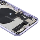 Battery Back Cover Assembly (with Side Keys & Power Button + Volume Button Flex Cable & Wireless Charging Module & Motor & Charging Port & Loud Speaker & Card Tray & Camera Lens Cover) for iPhone 11(Purple)