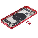 Battery Back Cover Assembly (with Side Keys & Power Button + Volume Button Flex Cable & Wireless Charging Module & Motor & Charging Port & Loud Speaker & Card Tray & Camera Lens Cover) for iPhone 11(Red)