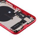 Battery Back Cover Assembly (with Side Keys & Power Button + Volume Button Flex Cable & Wireless Charging Module & Motor & Charging Port & Loud Speaker & Card Tray & Camera Lens Cover) for iPhone 11(Red)