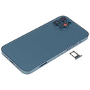 Battery Back Cover (with Side Keys & Card Tray & Power + Volume Flex Cable & Wireless Charging Module) for iPhone 12 Pro(Blue)