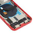 Battery Back Cover Assembly (with Side Keys & Loud Speaker & Motor & Camera Lens & Card Tray & Power Button + Volume Button + Charging Port & Wireless Charging Module) for iPhone 12(Red)
