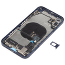 Back Housing Cover with Appearance Imitation of iP12 for iPhone XR (with SIM Card Tray & Side Keys & Power + Volume Flex Cable & Wireless Charging Module & Charging Port Flex Cable & Vibrating Motor & Loudspeaker)(Blue)