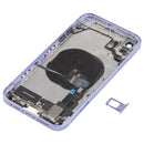 Back Housing Cover with Appearance Imitation of iP12 for iPhone XR (with SIM Card Tray & Side Keys & Power + Volume Flex Cable & Wireless Charging Module & Charging Port Flex Cable & Vibrating Motor & Loudspeaker)(Purple)