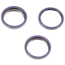 For iPhone 14 Pro 3PCS Rear Camera Glass Lens Metal Outside Protector Hoop Ring (Deep Purple)