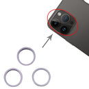For iPhone 14 Pro 3PCS Rear Camera Glass Lens Metal Outside Protector Hoop Ring (Deep Purple)