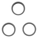 For iPhone 14 Pro Max 3PCS Rear Camera Glass Lens Metal Outside Protector Hoop Ring (Black)