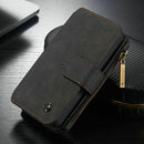 CaseMe for iPhone SE & 5s & 5 Multifunctional Leather Billfold with Detachable Magnetic PC Protective Case & 13 Card Slots & 1 Photo Frames & 1 Zipper Wallet & 2 Magnetic Clasps & Holder(Black)