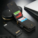 CaseMe for iPhone SE & 5s & 5 Multifunctional Leather Billfold with Detachable Magnetic PC Protective Case & 13 Card Slots & 1 Photo Frames & 1 Zipper Wallet & 2 Magnetic Clasps & Holder(Black)