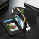 CaseMe for iPhone SE & 5s & 5 Multifunctional Leather Billfold with Detachable Magnetic PC Protective Case & 13 Card Slots & 1 Photo Frames & 1 Zipper Wallet & 2 Magnetic Clasps & Holder(Black)