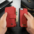 CaseMe for iPhone SE & 5s & 5 Multifunctional Leather Billfold with Detachable Magnetic PC Protective Case & 13 Card Slots & 1 Photo Frames & 1 Zipper Wallet & 2 Magnetic Clasps & Holder(Red)