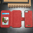 CaseMe for iPhone SE & 5s & 5 Multifunctional Leather Billfold with Detachable Magnetic PC Protective Case & 13 Card Slots & 1 Photo Frames & 1 Zipper Wallet & 2 Magnetic Clasps & Holder(Red)