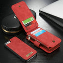 CaseMe for iPhone SE & 5s & 5 Multifunctional Leather Billfold with Detachable Magnetic PC Protective Case & 13 Card Slots & 1 Photo Frames & 1 Zipper Wallet & 2 Magnetic Clasps & Holder(Red)