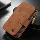 CaseMe for iPhone SE & 5s & 5 Multifunctional Leather Billfold with Detachable Magnetic PC Protective Case & 13 Card Slots & 1 Photo Frames & 1 Zipper Wallet & 2 Magnetic Clasps & Holder(Brown)