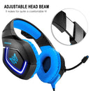 ONIKUMA K1B 3.5mm Plug Stereo USB LED Light Headphone with Microphone, For PS4, Smartphone, Tablet, PC, Notebook(Blue)