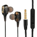 C-65 Wired Earbuds Headphones Dual Driver In-Ear 3.5mm Wired Stereo Earphones with Mic(Black)