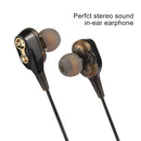 C-65 Wired Earbuds Headphones Dual Driver In-Ear 3.5mm Wired Stereo Earphones with Mic(Black)
