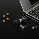 C-65 Wired Earbuds Headphones Dual Driver In-Ear 3.5mm Wired Stereo Earphones with Mic(Black)