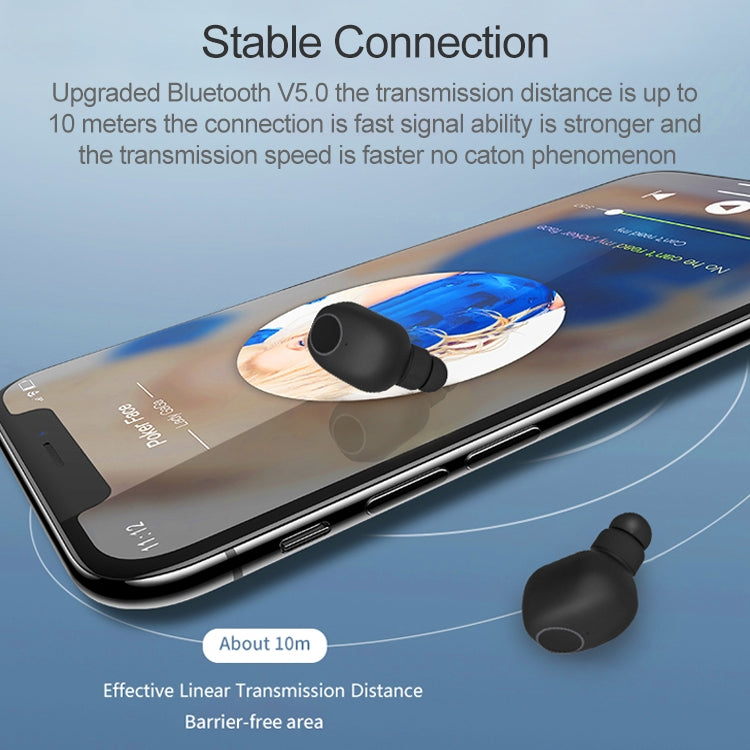 Q1 TWS Bluetooth 5.0 Binaural Stereo Wireless Sports Bluetooth Earphone(Black)