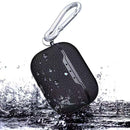 For Apple AirPods Pro TPU Litchi Texture Wireless Earphone Protective Case with Hook(Black)